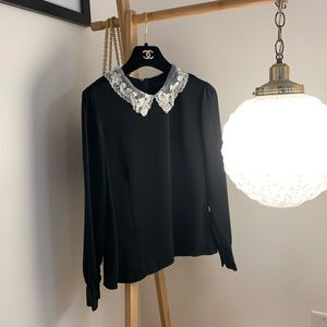 Lace collar shirt